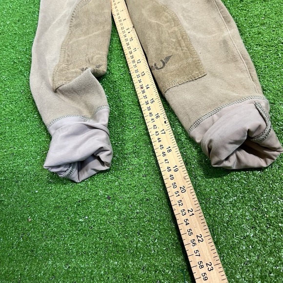 Tuff Rider Youth Equestrian Riding Tights SZ 14 Breeches (3) Khaki Riding Pants - Picture 13 of 16